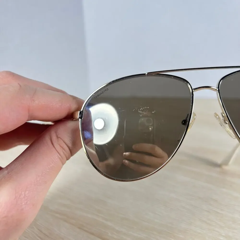 Prada SPR53Q ZVN-1C0 Sunglasses Aviator Gold White Mirrored Lenses 60-13-140